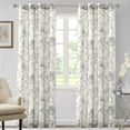 thumbnail image 2 of MAWCLOS Voile Window Curtain Semi Sheer Curtains Light Filtering Long Grommet Vintage Treatments Floral Print Privacy Gray 52 x 96 in, 2 of 8