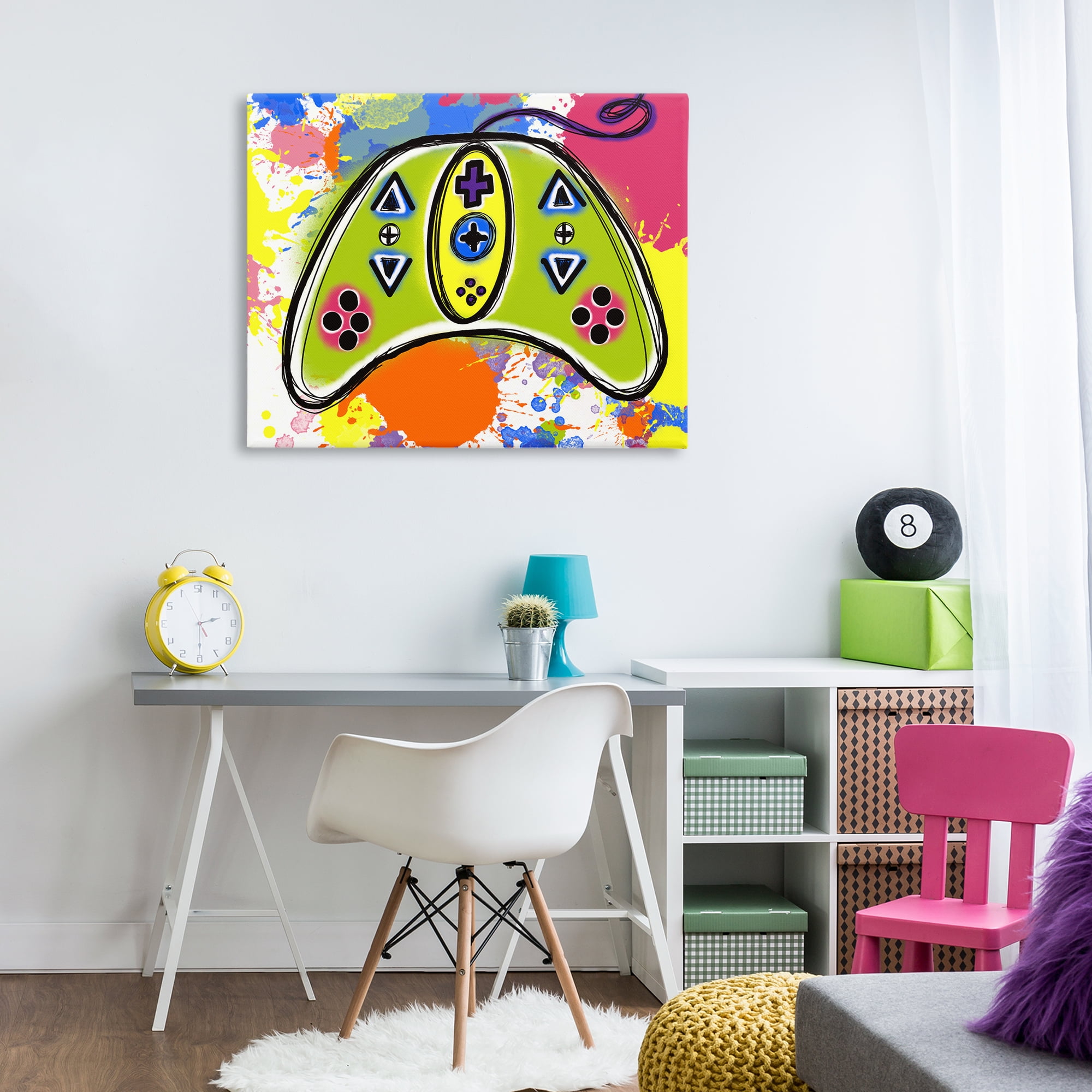 Stupell Industries Modern Pop Controller Novelty Painting Gallery Wrapped Canvas Art Print Wall Art, 40 x 30