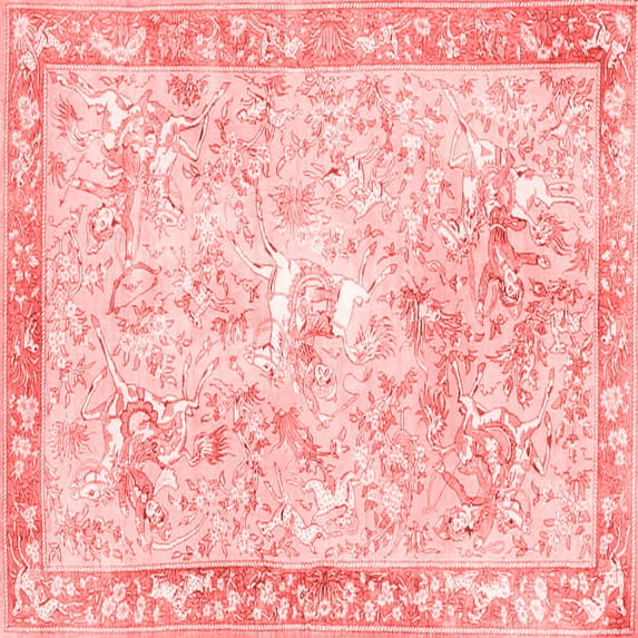 Ahgly Company Indoor Square Animal Red Traditional Area Rugs, 6' Square