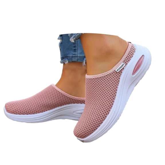 Willtoo Orthopedic Neakers for Women, Slip On Open Back Shoes with Arch Support, Breathable Mesh Walking Mules Sneakers, Lightweight Non-Slip Platform Casual