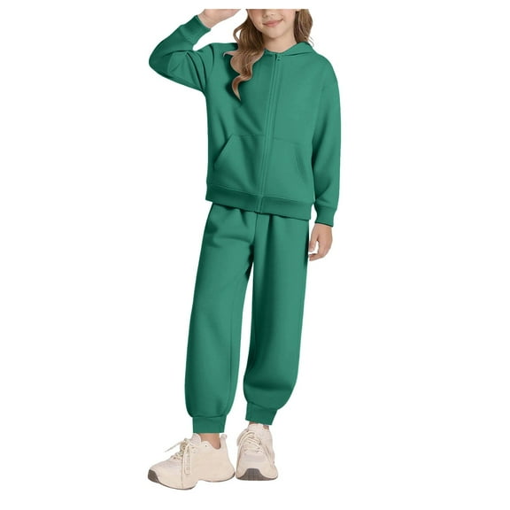 Girls Size 7 Clothes Girls Outfits Size 10-12 Girls 2 Piece Outfits Hoodie Sweatsuit Sets Zipper Oversized Sweatshirt and Baggy Fall Fashion Sweatpant with Pockets