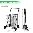 thumbnail image 2 of Shopping Carts for Groceries, Heavy Duty Grocery Cart, Portable Foldable Shopping Cart, Versatile Rolling Cart for Grocery Store, Supermarket and Laundry Room, Black, 2 of 5