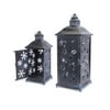 Melrose Set of 2 Distressed Snowflake Candle Holder Lanterns 24"