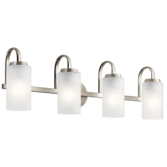 4 Light Vanity Light with Traditional Inspirations 9.75 inches Tall By 32 inches Wide-Brushed Nickel Finish Bailey Street Home 147-Bel-4436043