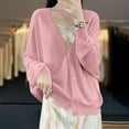 thumbnail image 4 of Womens Button Down Knit Cardigans Long Sleeve V Neck Casual Cardigan Sweaters Light Weight Loose Lounge Wear Fall Pink, M, 4 of 5