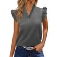 thumbnail image 1 of Soki Womens Short Sleeve T-Shirts V Neck Tops Summer Fashion Dressy Casual Basic Ruffle Blouse Soft Clothes, 1 of 9