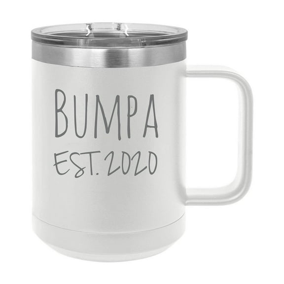 Bumpa Est. 2020 Established Stainless Steel Vacuum Insulated 15 Oz Engraved Double-Walled Travel Coffee Mug with Slider Lid