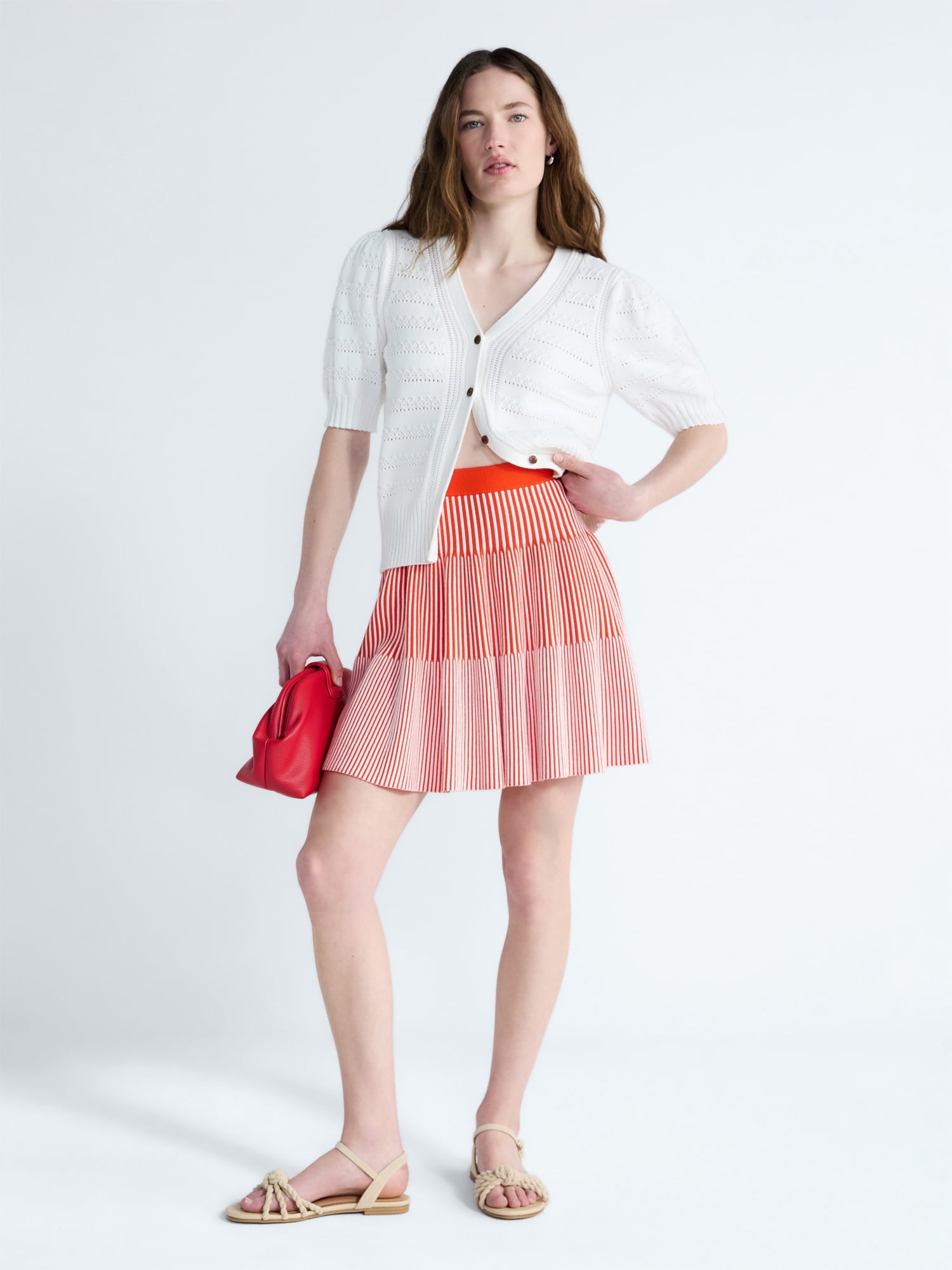 Free Assembly Women's and Women's Plus Ribbed Stitch Tiered Mini