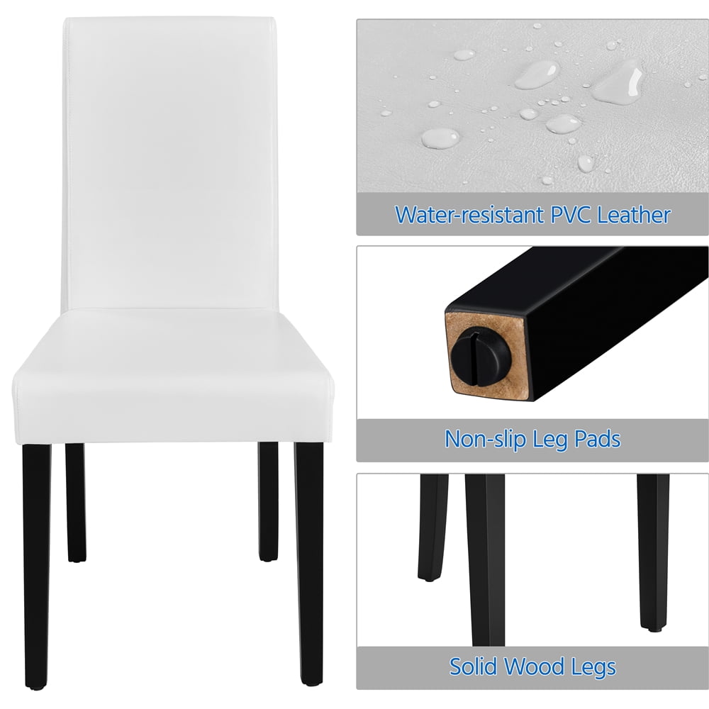 Alden Design Padded Parson Dining Chairs with Solid Wood Legs, Set of 4, White