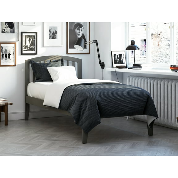 Richmond Twin Platform Bed with Open Foot Board in Grey