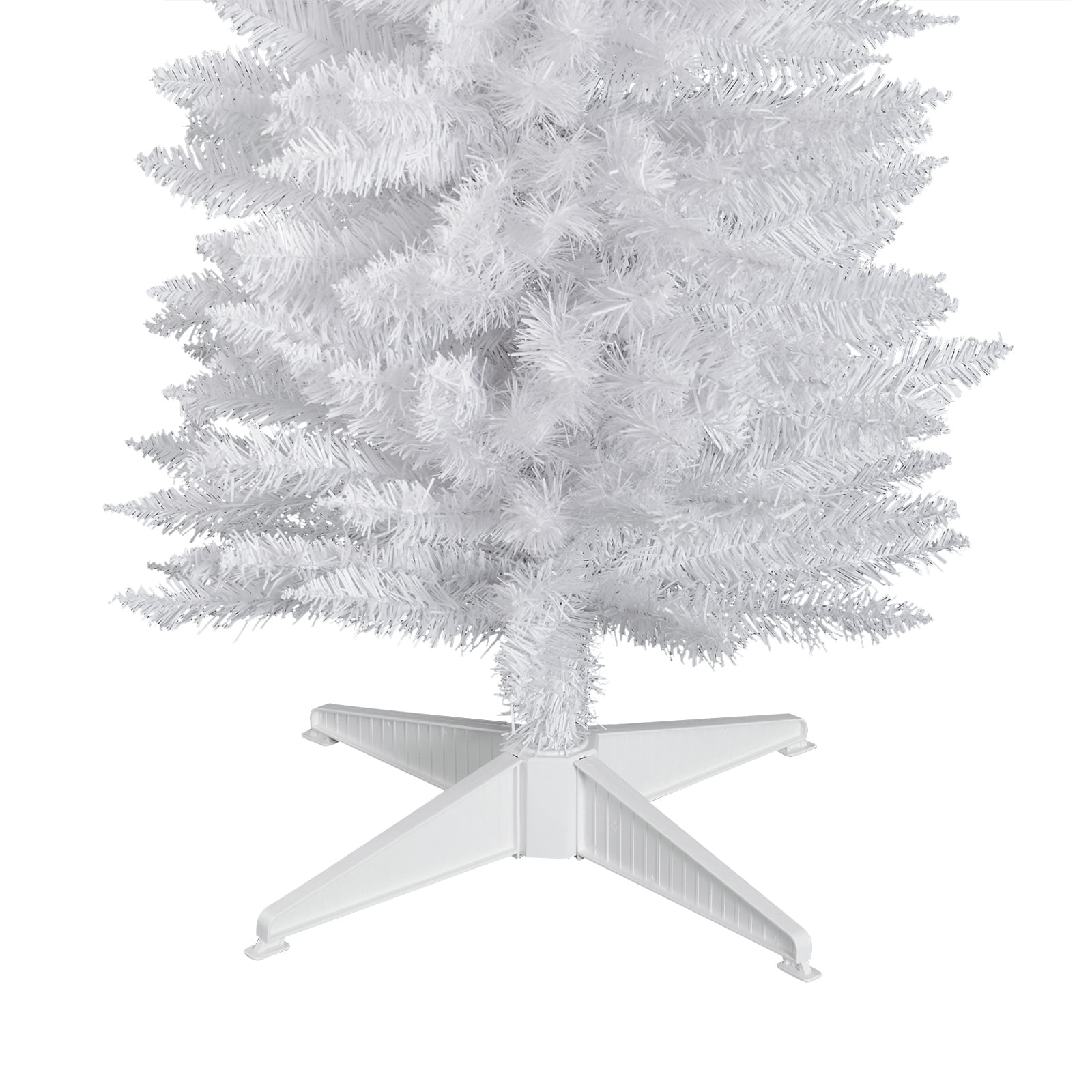 HOMCOM Unlit Slim Noble Fir Hinged Artificial Christmas Tree with Realistic Plastic Branches and 390 Tips, 6' Tall, White