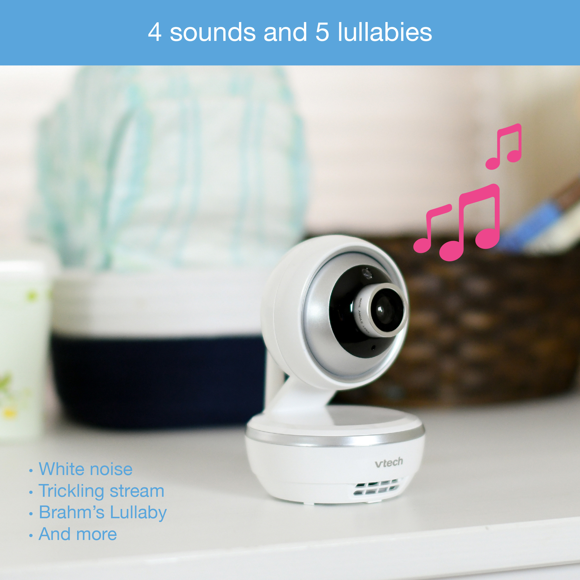 VTech VM4261, 4.3" Digital Video Baby Monitor with Pan & Tilt Camera, Wide-Angle Lens and Standard Lens, White - image 9 of 13