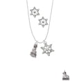 thumbnail image 2 of Delight Jewelry Silvertone Fu Dog Silver tone Snowflake Charm Necklace and Stud Earrings, 2 of 4