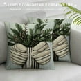 thumbnail image 3 of SHERONV Grey Christmas Strips Pillow Covers Snowflake Christmas Tree Truck Sleigh Gift Wreath Throw Pillow Cases Hello Winter Holiday Outdoor Cushion Covers Farmhouse Christmas Decorations 22x22in, 3 of 5