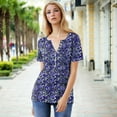 thumbnail image 6 of Yuwull Womens Tops Plus Size Tops For Women Women'S Fashion Printed Short Sleeve Button Round-Neck And V-Neck Top Blouse Summer Tops For Women On ClearanceL, 6 of 8
