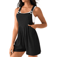 thumbnail image 3 of Fantaslook Womens Rompers Waffle Pleated Casual Jumpsuit Adjustable One Piece Jumper Loose Shorts Overalls with Pockets, 3 of 9