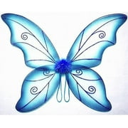 Cutie Collections Blue Fairy Wings for Adults with easy Strap 34" One Size Fits Most Lightweight Vibrant Color Butterfly Fantasy Pixie Princess Party Play Costume Easy to Wear