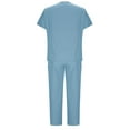 thumbnail image 4 of Protective Suit for Women, Short Sleeve V-Neck Top and Drawstring Pocket Pants Set, Polyester, All-Season, Regular Length, for Healthcare Workers and Caregivers, 4 of 6