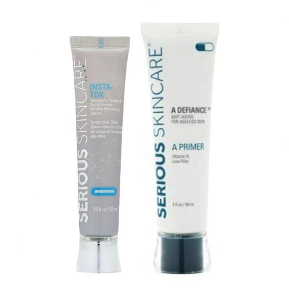 INSTA-TOX Wrinkle Smoothing Serum .75 Fl Oz and Vitamin A Makeup Prep Primer & Pore Minimizer - 2 Fl Oz - Line, Wrinkle & Pore Filler for Face - Skin