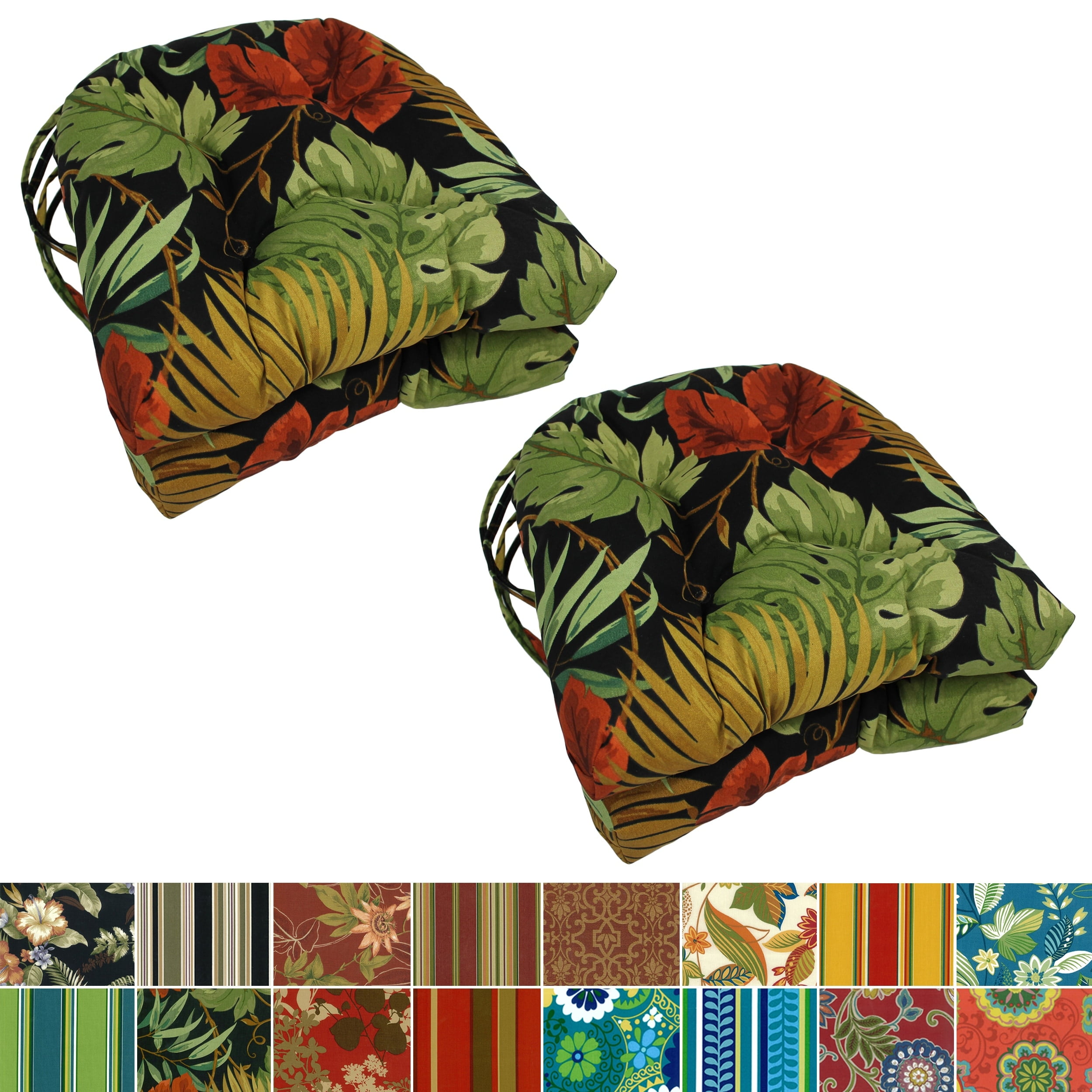 Blazing Needles 16-inch Rounded Back Tufted Indoor/Outdoor Chair Cushions (Set of 4) - 16" Alenia Pompeii