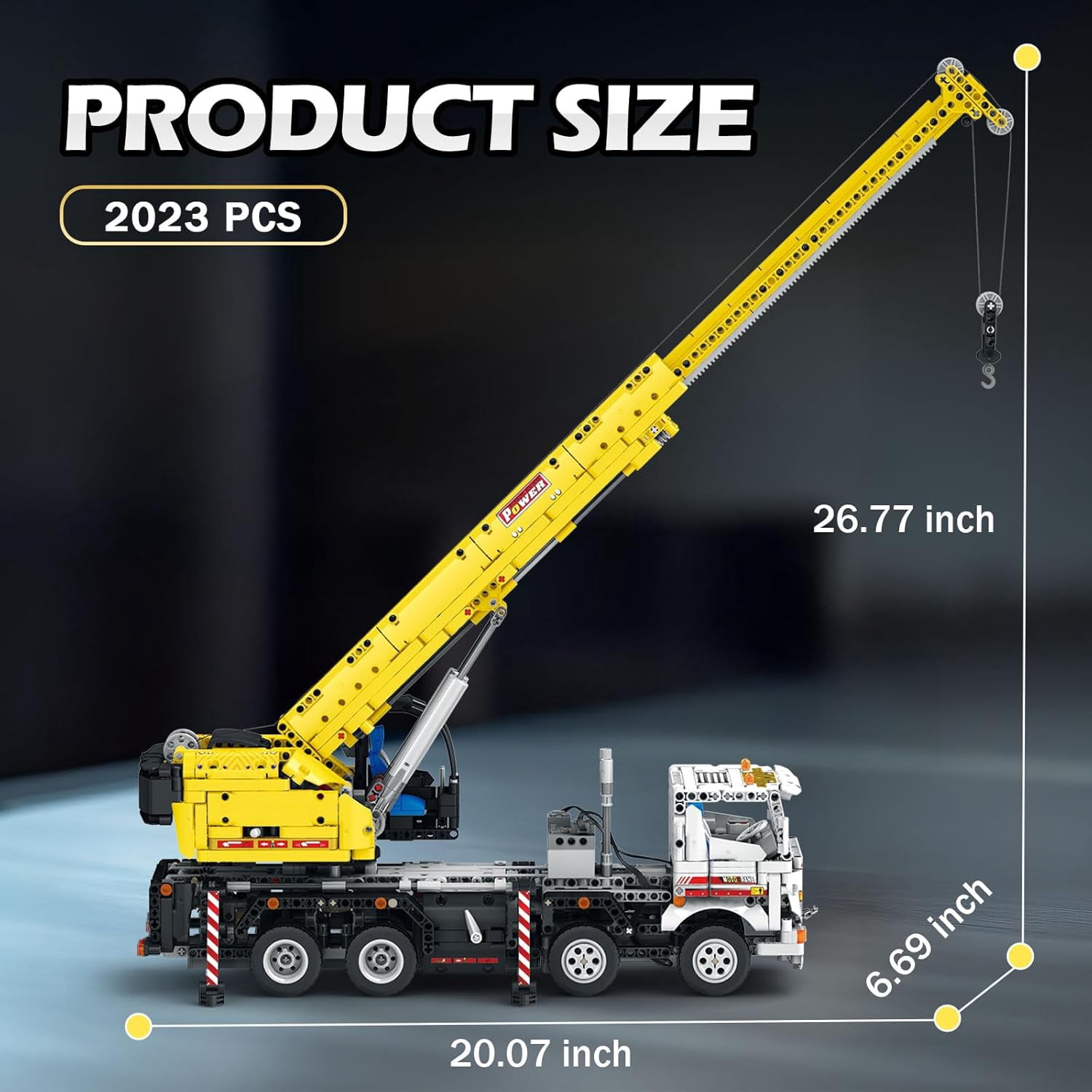 Crane Building Block Set 22007, Remote Control Crane Toy with Multiple Function Switching, Mechanical Construction Truck Model Building Kit, Gift for Adult 14+, 2023 Pieces