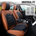 thumbnail image 3 of FLORICH Full Set Car Seat Covers, Waterproof Faux Leather Seat Protectors, Comfortable Auto Interior Cushions Fit for Most Cars Suv Trucks, Black & Brown, 3 of 8