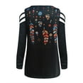 thumbnail image 3 of BKQCNKM Women Clothing Womens Tops Women'S Long Sleeve Printing Prints Loose Casual Plaid Pocket V-Neck Blouse Womens Fashion Black Xl, 3 of 6