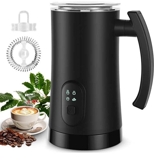 Milk Frother and Steamer,4-in-1 Electric Milk Frother for Latte Cappuccino Hot Chocolate,11.8oz/350ml Automatic Hot & Cold Foam Maker and Milk Warmer for Dairy