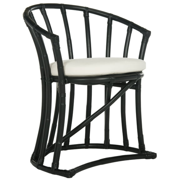SAFAVIEH Bates Spindle Rattan Accent Chair with Cushion, Black