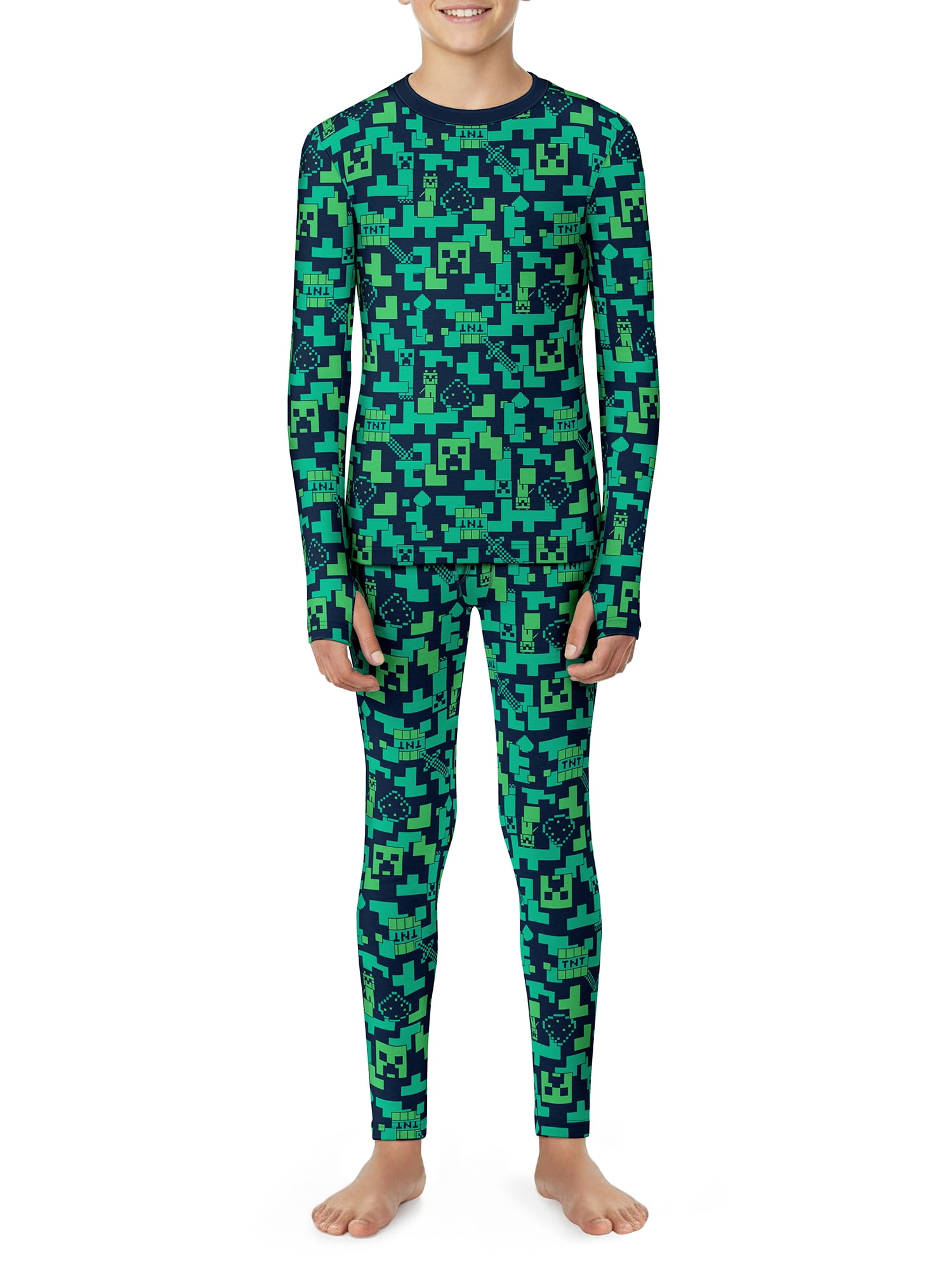 Climateright By Cuddl Duds Minecraft Boys Thermal Set, Sizes S-L