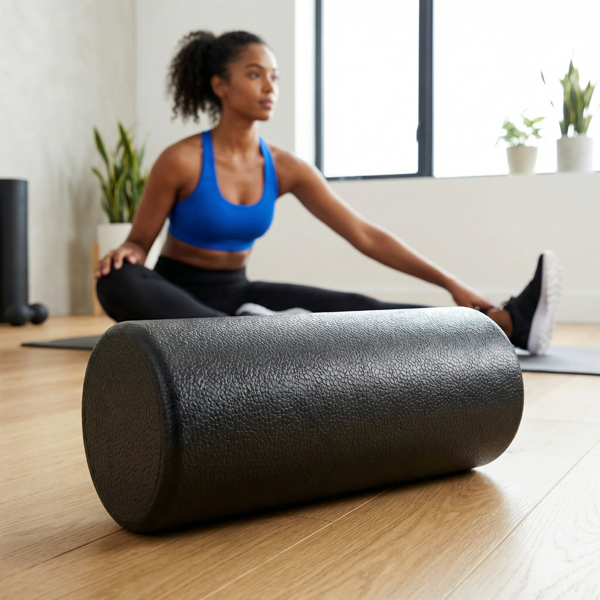 7-in-1 Black Foam Roller Set, for Muscle Recovery - Foam Roller, Massage Stick, 3 Muscle Massage Ball, Stretching Strap & Storage bag, Deep Tissue Trigger Point Therapy Kit for Back Pain, Sore Muscle