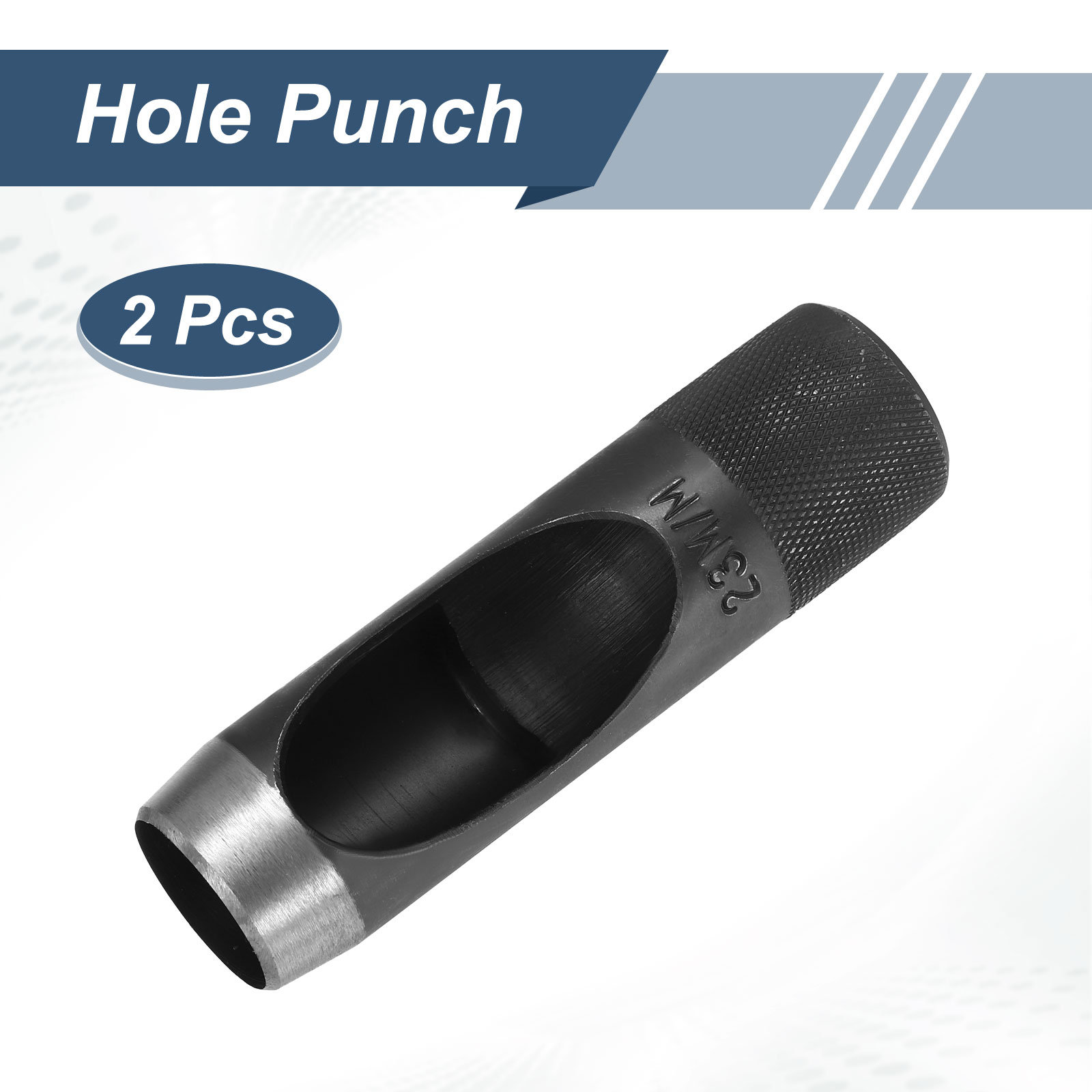 Uxcell 2pcs Leather Hole Punch 23mm Hollow Round Hole Puncher Cutter Carbon Steel Tool for Watch Cloth Belt Gaskets DIY Leather Craft Repair, Black