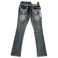thumbnail image 4 of Grace In LA Women's Heavy Stitch Crystal Embellished Pockets Bootcut Stretch Jeans (32), 4 of 6