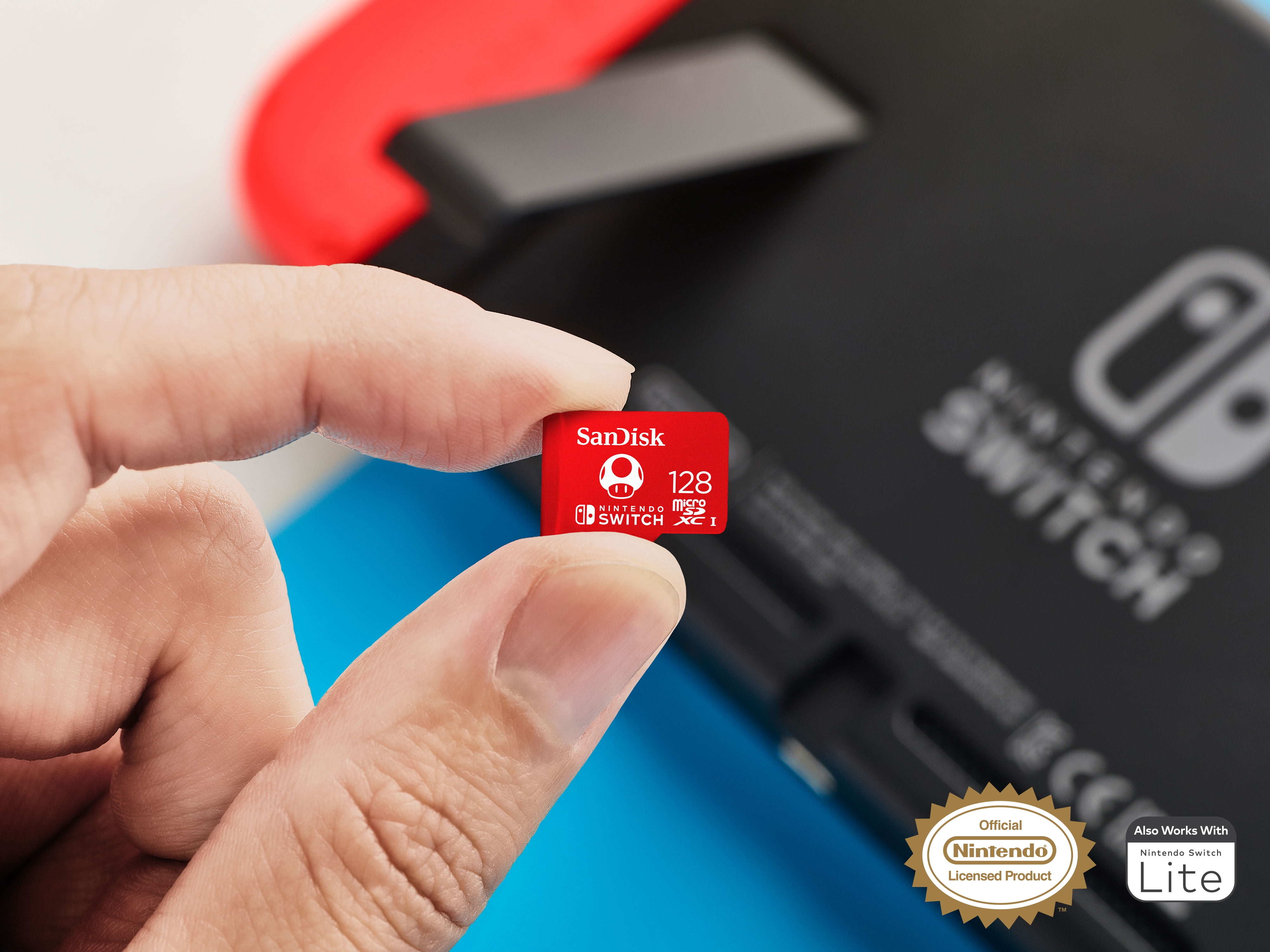SanDisk 128GB microSDXC UHS-I Memory Card Licensed for Nintendo Switch, Red  - 100MB/s, Micro SD Card - SDSQXBO-128G-AWCZA 