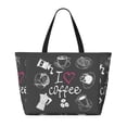 thumbnail image 2 of Sigee I Love Coffee Print Extra Large Waterproof Beach Travel Bag with Zipper - Durable and Versatile for Vacation, Gym, and Daily Use, 2 of 7
