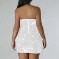 thumbnail image 4 of STETMN Women's Sparkly Sequin Mini Dress Strapless Feather Dresses Birthday Party Club Cocktail Homecoming, 4 of 6