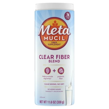 Metamucil Fiber Supplement, Clear Fiber Powder for Digestive Health, Unflavored, 75 Servings