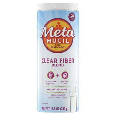 Metamucil Fiber Supplement, Clear Fiber Powder for Digestive Health, Unflavored, 75 Servings