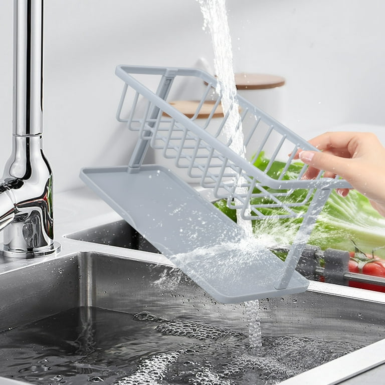 EEEkit Sink Organizer Sponge Holder, Kitchen Sink Caddy Brush Holder for  Scrubbers, Soap, Bathroom 