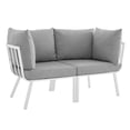 thumbnail image 1 of Modway Riverside Ensemble de Canapé Sectionnel d'Extérieur en Aluminium 2 Pcs pour Patio, Blanc/gris, 1 of 11