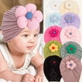 thumbnail image 4 of Xfvqtps Infant Turban Hat Knit Flower Cute Kawaii Stretch Comfortable Warm Windproof Coldproof Fall Soft Skull Cap Black, 4 of 4
