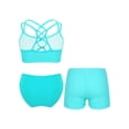 thumbnail image 4 of Alvivi Kids Girls Bathing Suit Beach Swimwear Set Strappy Back Crop Top with Briefs and Shorts Tankini Swimsuits Lake Green 12, 4 of 7