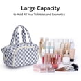 thumbnail image 6 of Makeup Bag Travel Toiletry Bag for Women, Wide Open Large Cosmetic Bags Make up Organizer with Handle, Wet Pocket, for Towel Toiletries, Checkerboard, 6 of 9