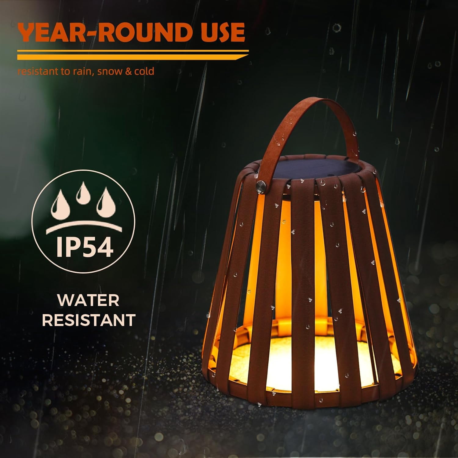 GRANDPATIO  Outdoor 2-Pack Landscape Solar LED Lanterns, Floor Decor Lamps, Solar Powered Decor Lights with Waterproof Faux Leather for Porch, Patio, Garden