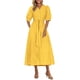 thumbnail image 1 of Vestido midi PRETTYGARDEN Verano 2025 con cuello en V y volantes con bolsillos, 1 of 9