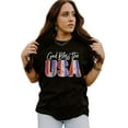 thumbnail image 2 of ABPHQTO Camiseta estampada de manga corta negra God Bless The USA para mujer, 2 of 5