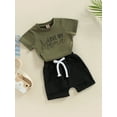 thumbnail image 3 of Mialoley Toddler Boys Summer Outfit Sets Short Sleeve O Neck Tops + Solid Color Drawstring Shorts, 3 of 9