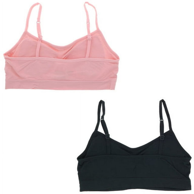 XOXO Girl's Lightly Lined Training Bra 2 Pack - Black & Pink - Small 30 