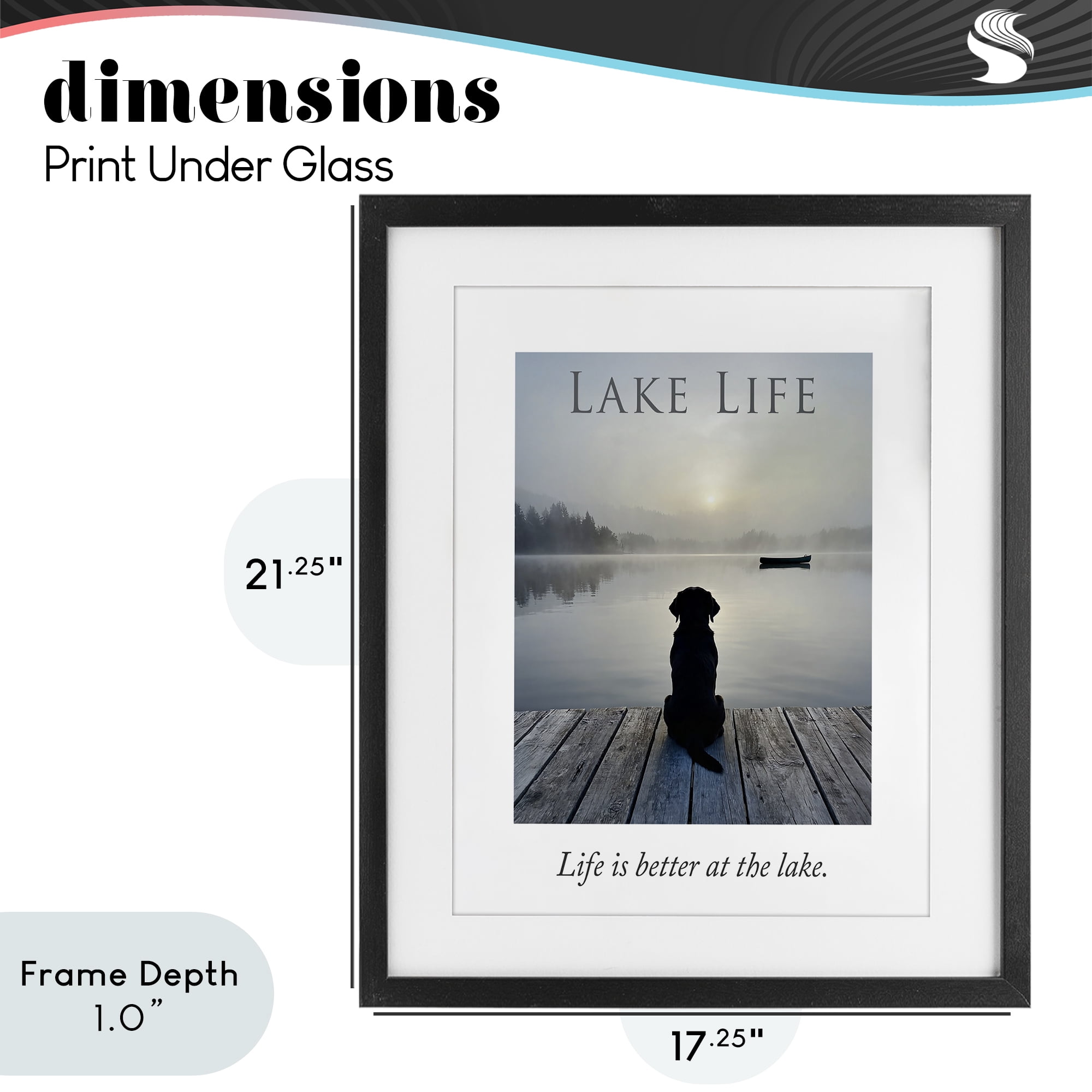 Stupell Industries Lake Life with Dog Black Framed Print Under Glass, design by A Barefoot Stylist