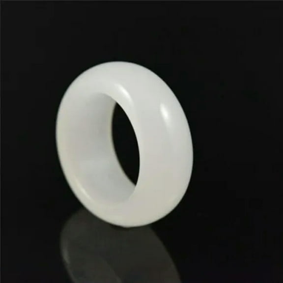 K-KED Mens Natural White Jadeite Jade Stone Band Ring For Men Size 7 8 9 10 11 12-9